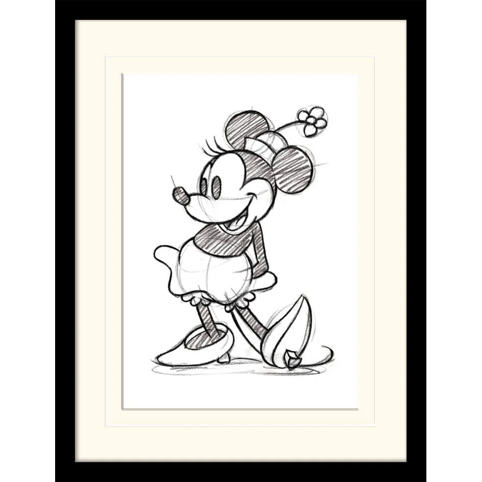 Minnie Mouse Sketched Single Mounted 30 x 40cm Print Bild 1