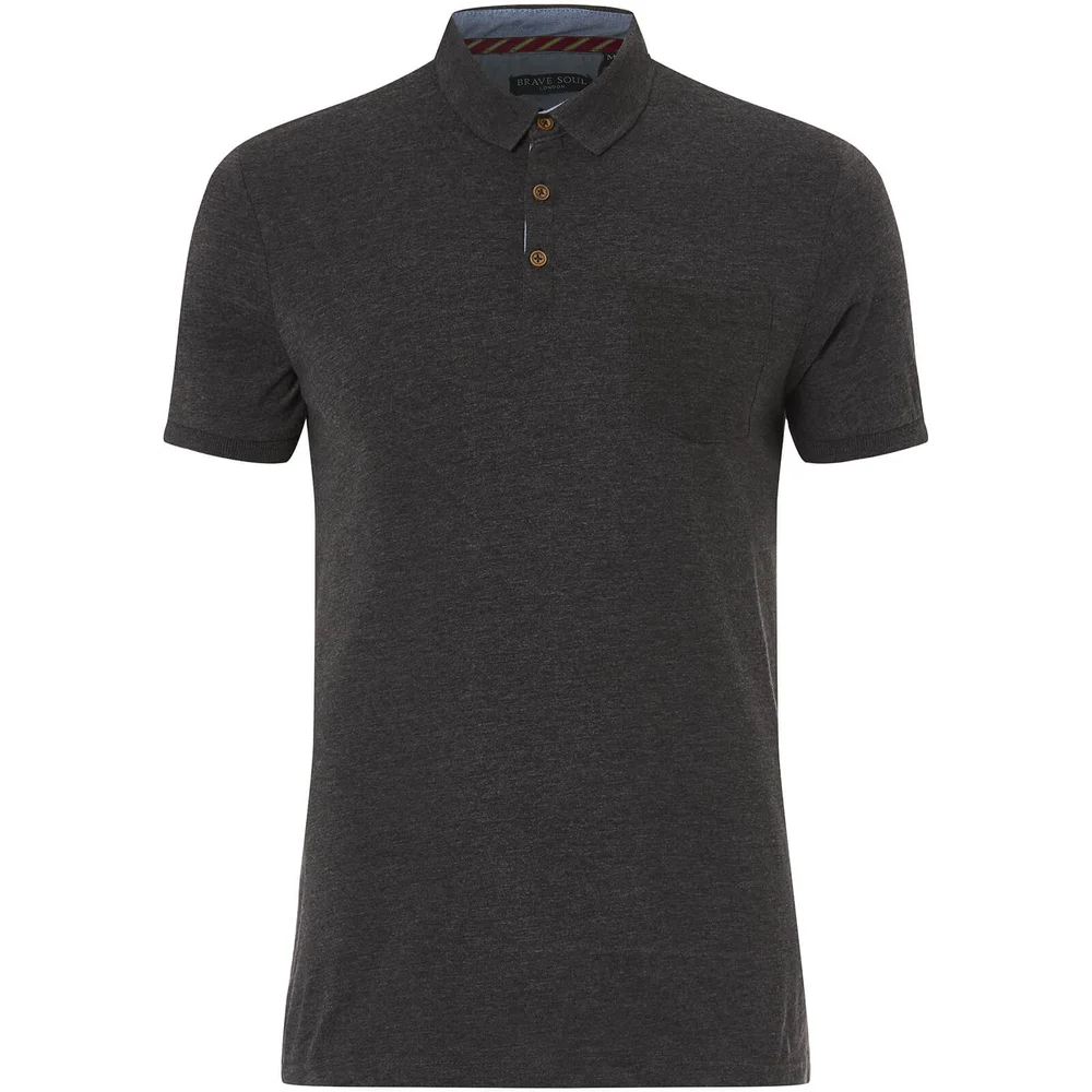 Brave Soul Men's Julius Polo Shirt - Dark Charcoal Marl - S - Grau Bild 1