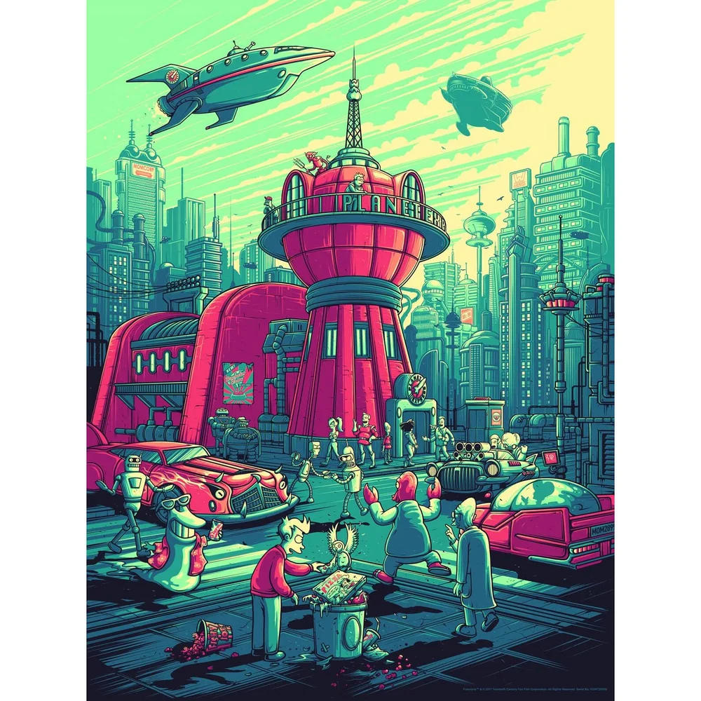 Futurama - Zavvi Exklusives Signiertes Silkscreen von Dan Mumford (45cm x 60cm) Bild 1