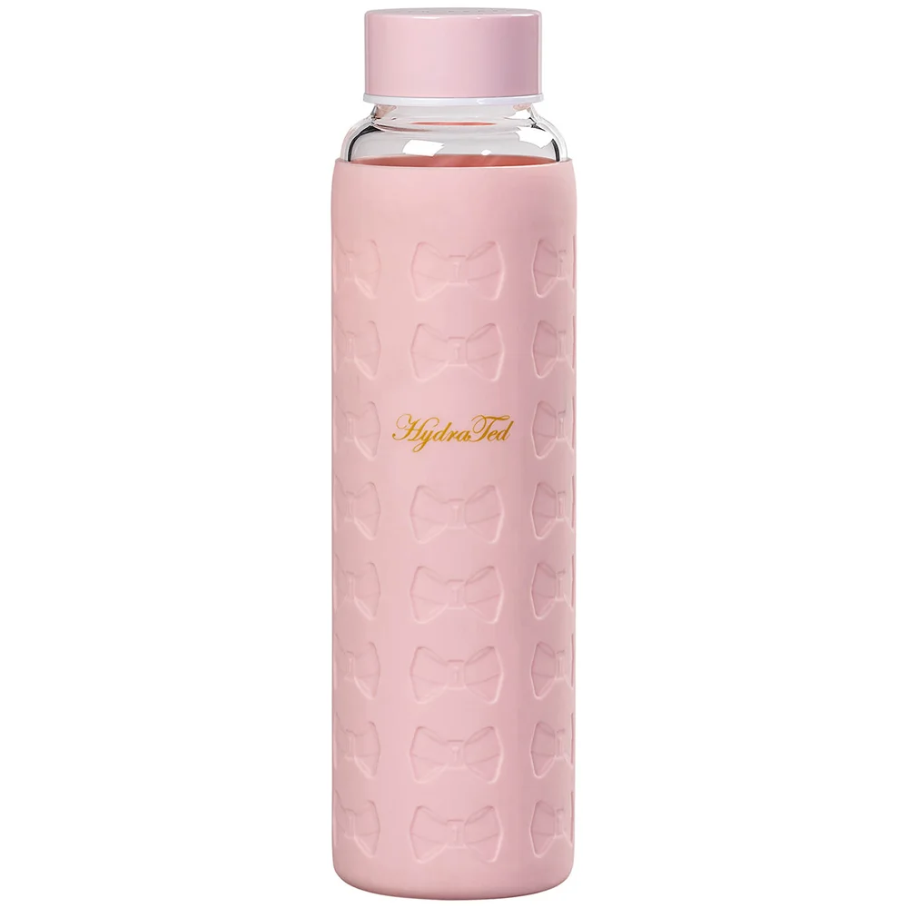 Ted Baker Rosafarbene Glas-Trinkflasche mit Silikonhülle Bild 1