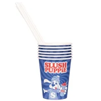 Slush Puppie Pappbecher mit Trinkstrohhalme (20er Pack)