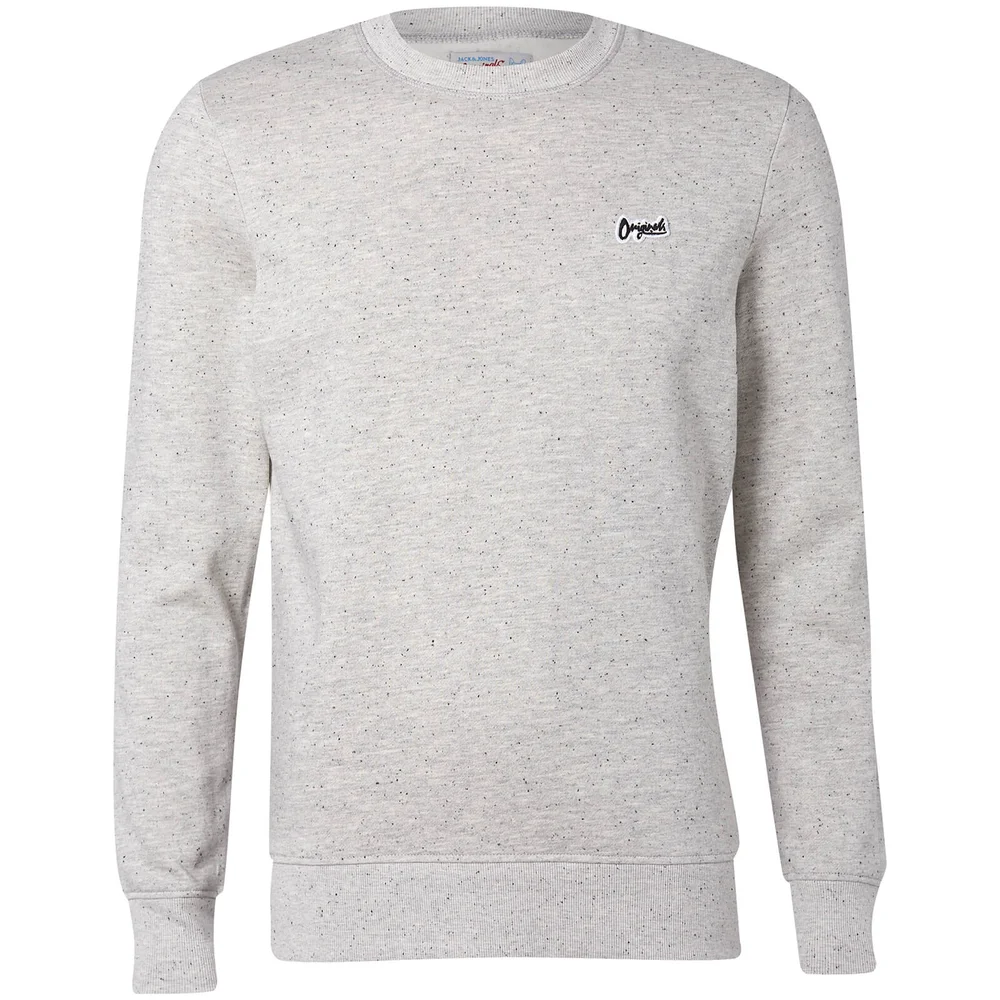 Jack & Jones Originals Men's Nepped Logo Sweatshirt - Light Grey Marl - S - Grau Bild 1