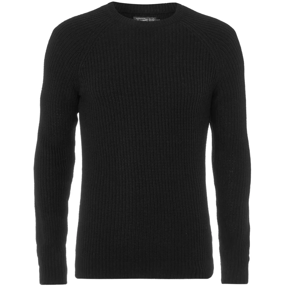 Jack & Jones Originals Men's Panel Rib Raglan Jumper - Black - S - Schwarz Bild 1