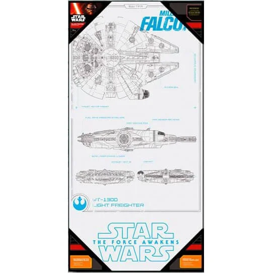 Star Wars Episode VII Glass Poster - Millennium Falcon (50 x 25cm) Bild 1