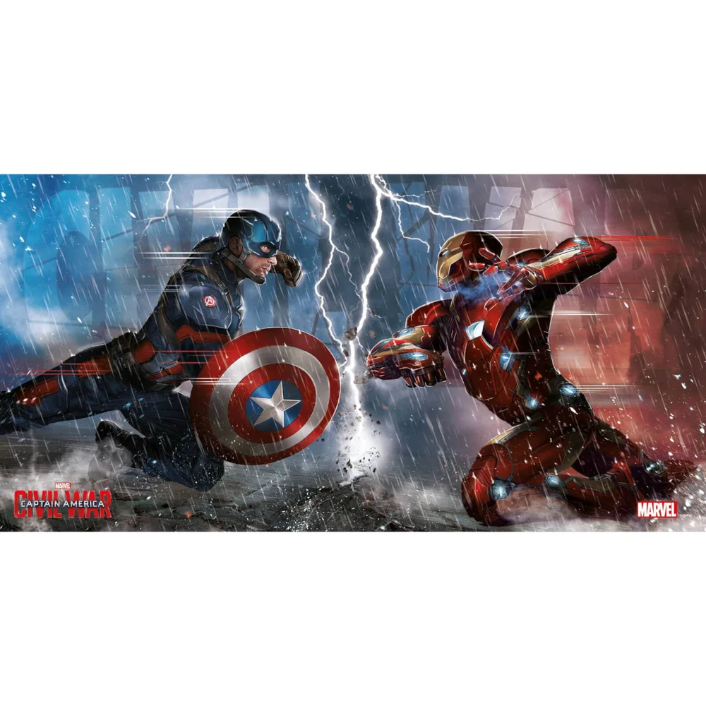 Captain America Civil War Glass Poster - Duel (60 x 30cm) Bild 1