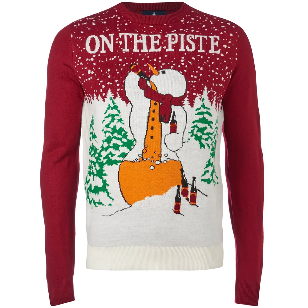 Threadbare Men's On the Piste Christmas Jumper - Blood Red - S - Rot Bild 1