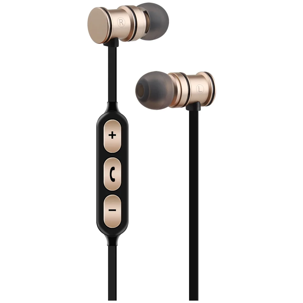 AV: Link Metallic Magnetic Bluetooth Earphones with Tangle Free Cable - Gold Bild 1
