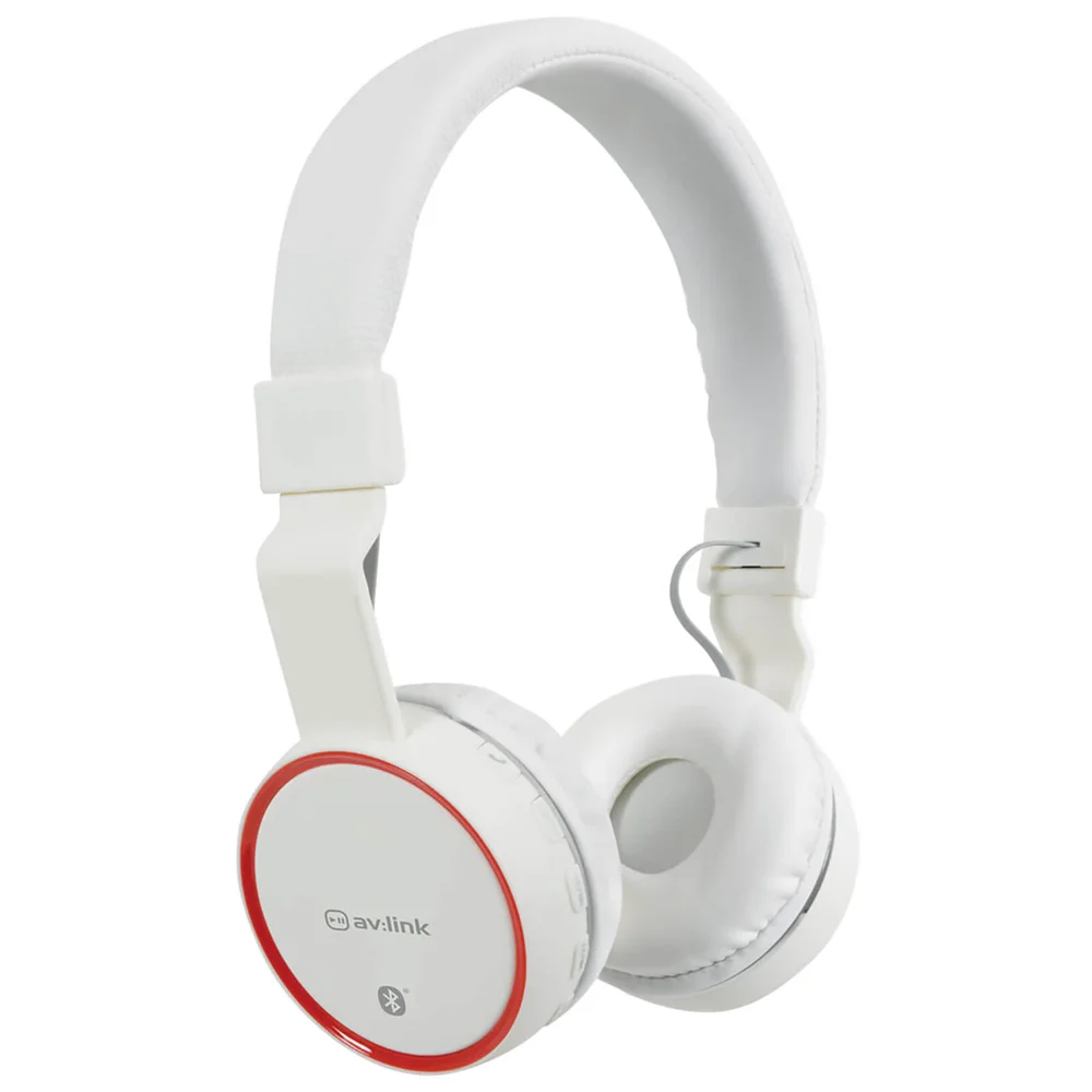 AV: Link Wireless Bluetooth On-Ear Noise Cancelling Headphones (With Built-in FM Radio) - White Bild 1