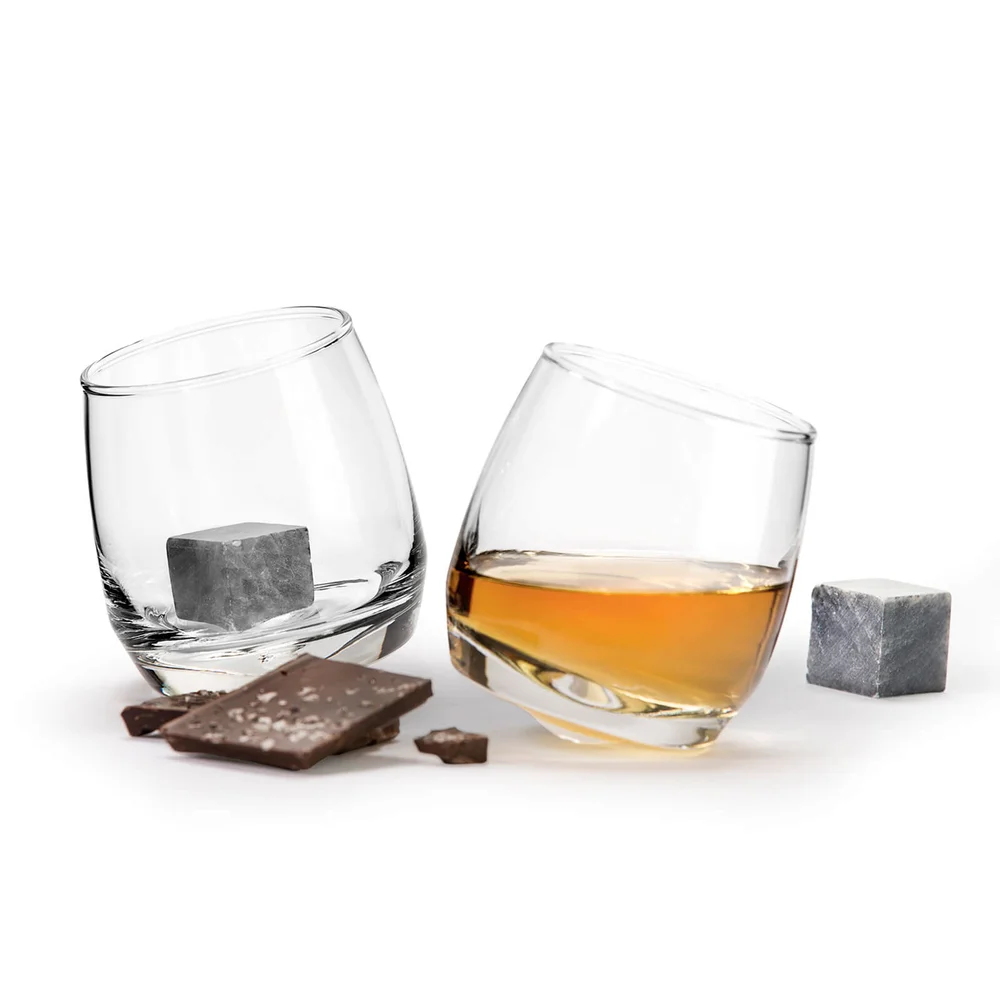 Sagaform Club Whiskey Geschenkset - 2 Schaukelgläser mit 2 Getränke Steine Bild 1