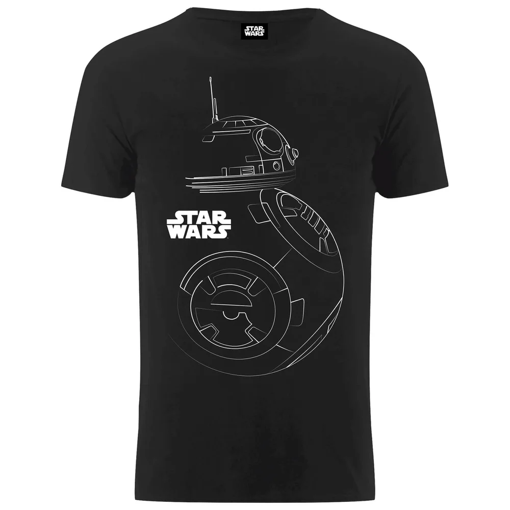 Star Wars Die letzten Jedi (The Last Jedi) BB-8 Stencil Männer T-Shirt - Schwarz - S - Schwarz Bild 1