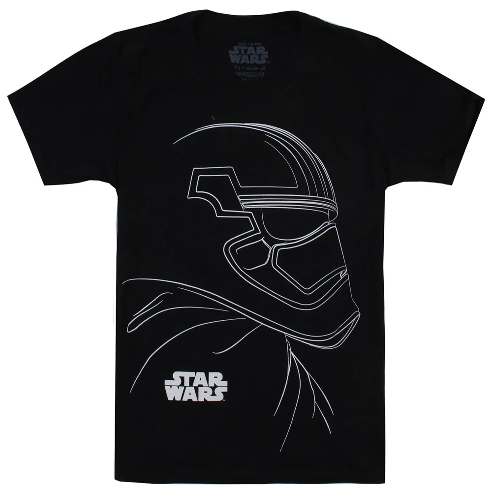 Star Wars Boys' Die letzten Jedi (The Last Jedi) Trooper Outline T-Shirt - Schwarz - 7-8 Jahre - Schwarz Bild 1