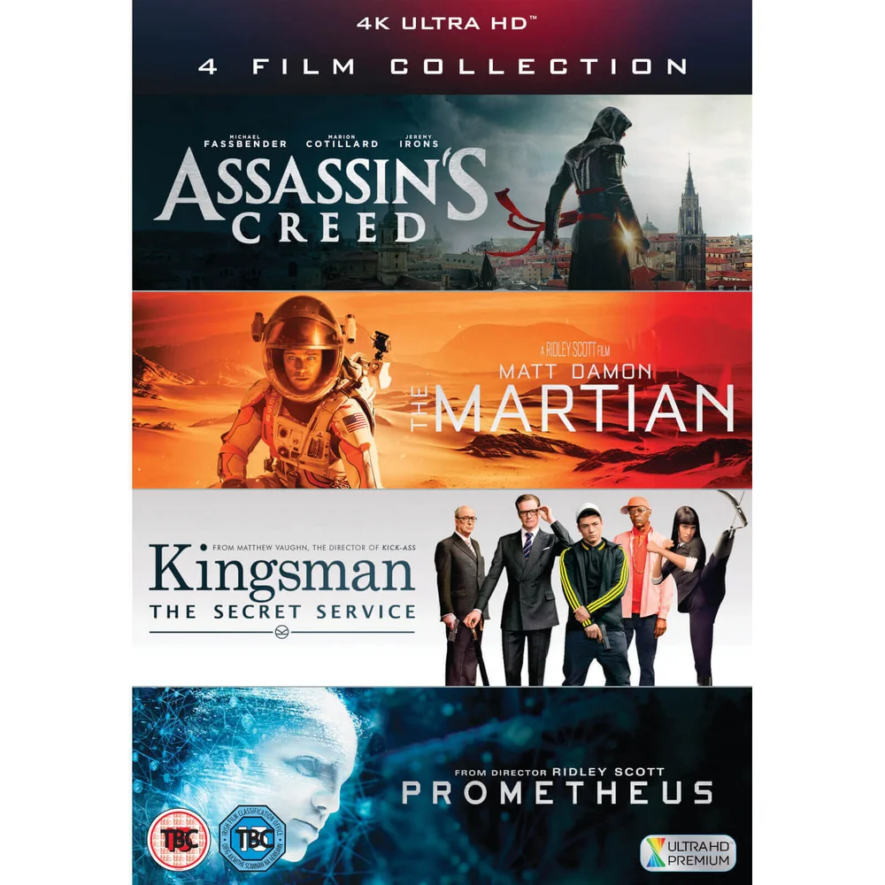 4K Ultra HD - 4 Filme Sammlung (Assassin's Creed, Kingsman, Prometheus, Der Marsianer) Bild 1