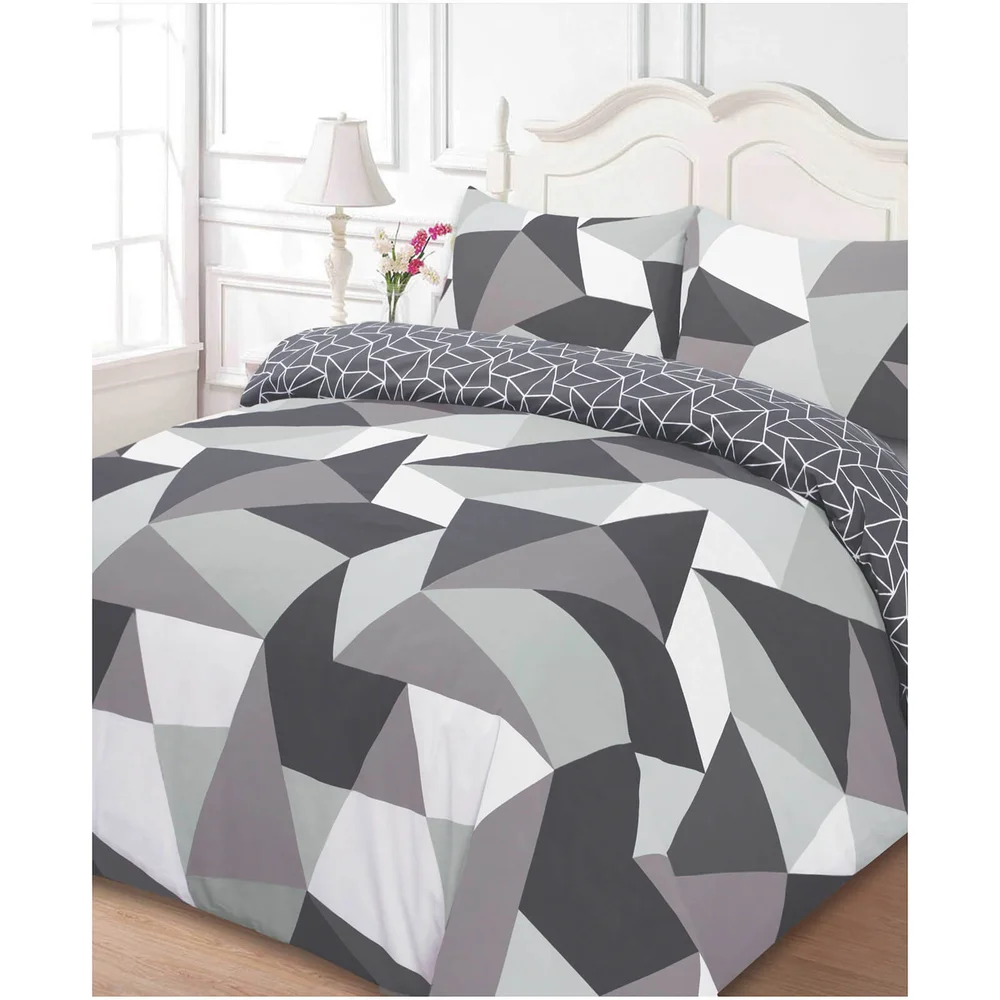 Dreamscene Shapes Duvet Set - Grey - Double - Grau Bild 1