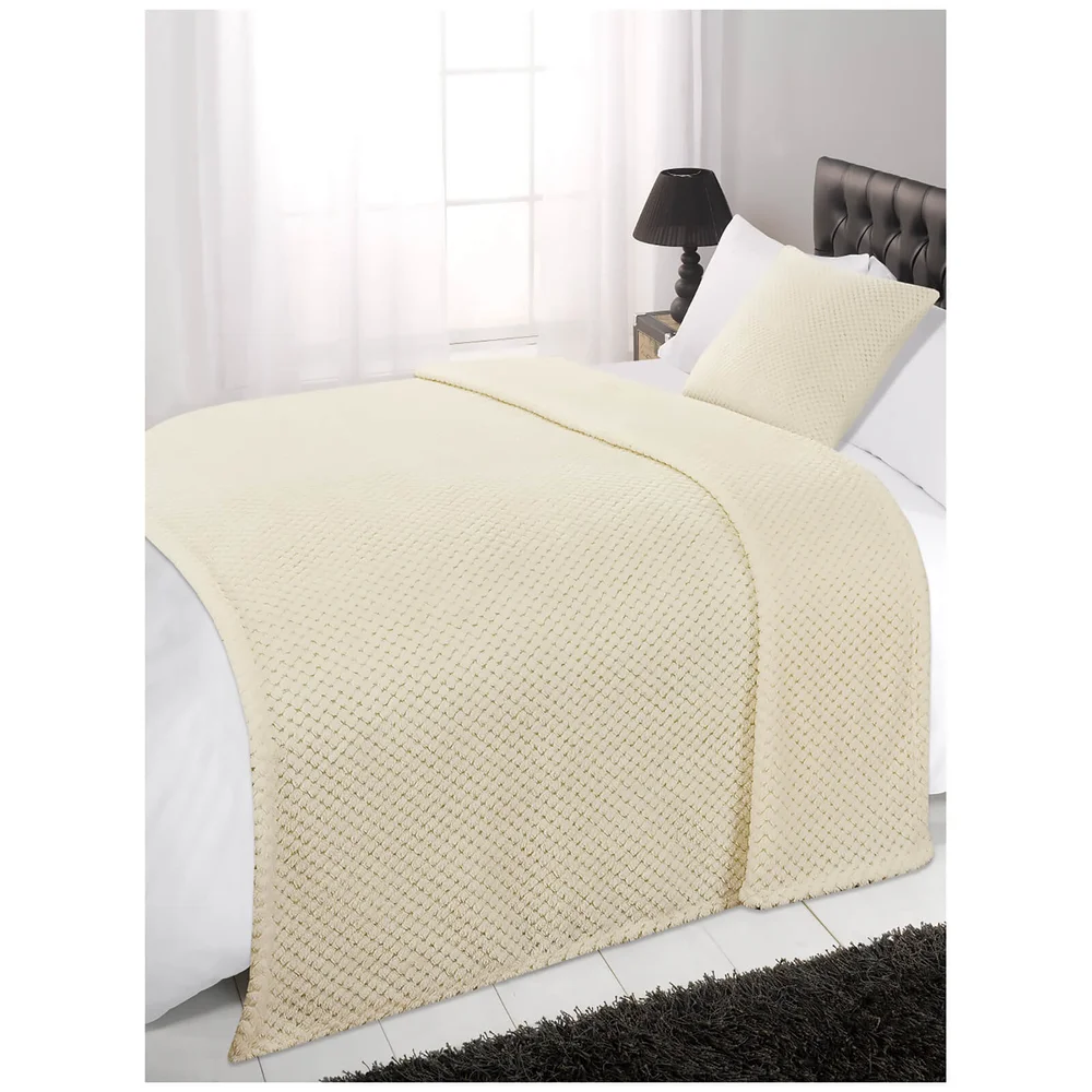 Dreamscene Cream Waffle Throw - 125 x 150cm Bild 1