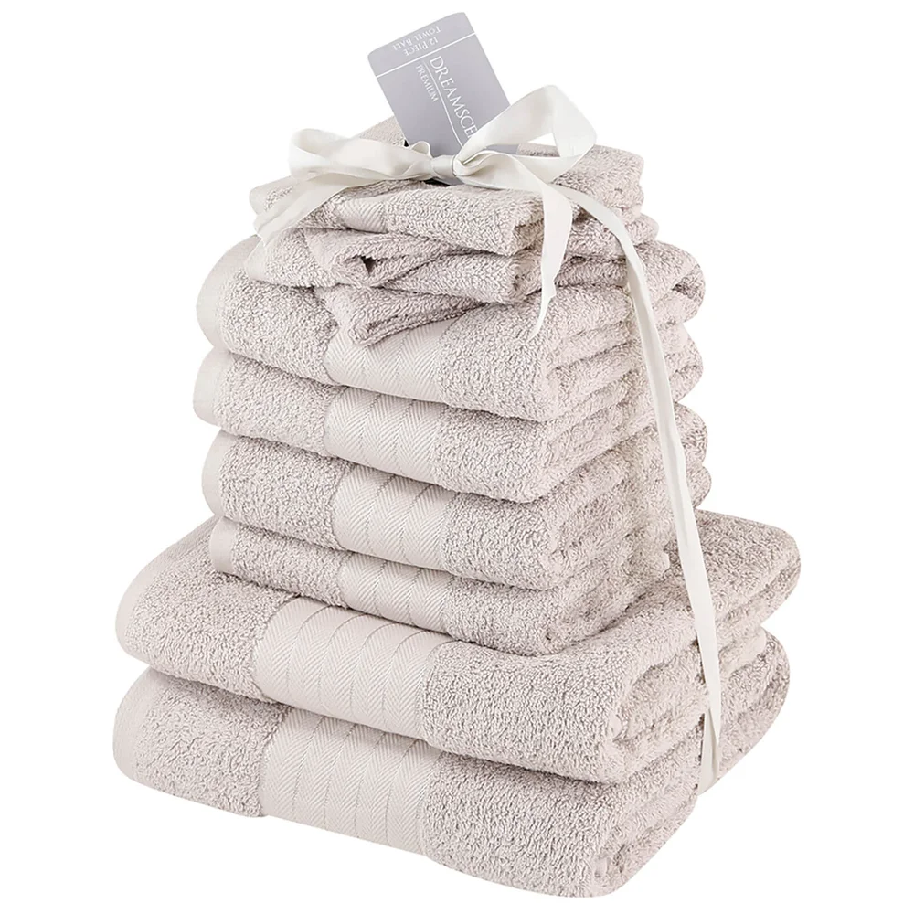 Highams 100% Cotton 10 Piece Towel Bale (500GSM) - Natural Bild 1