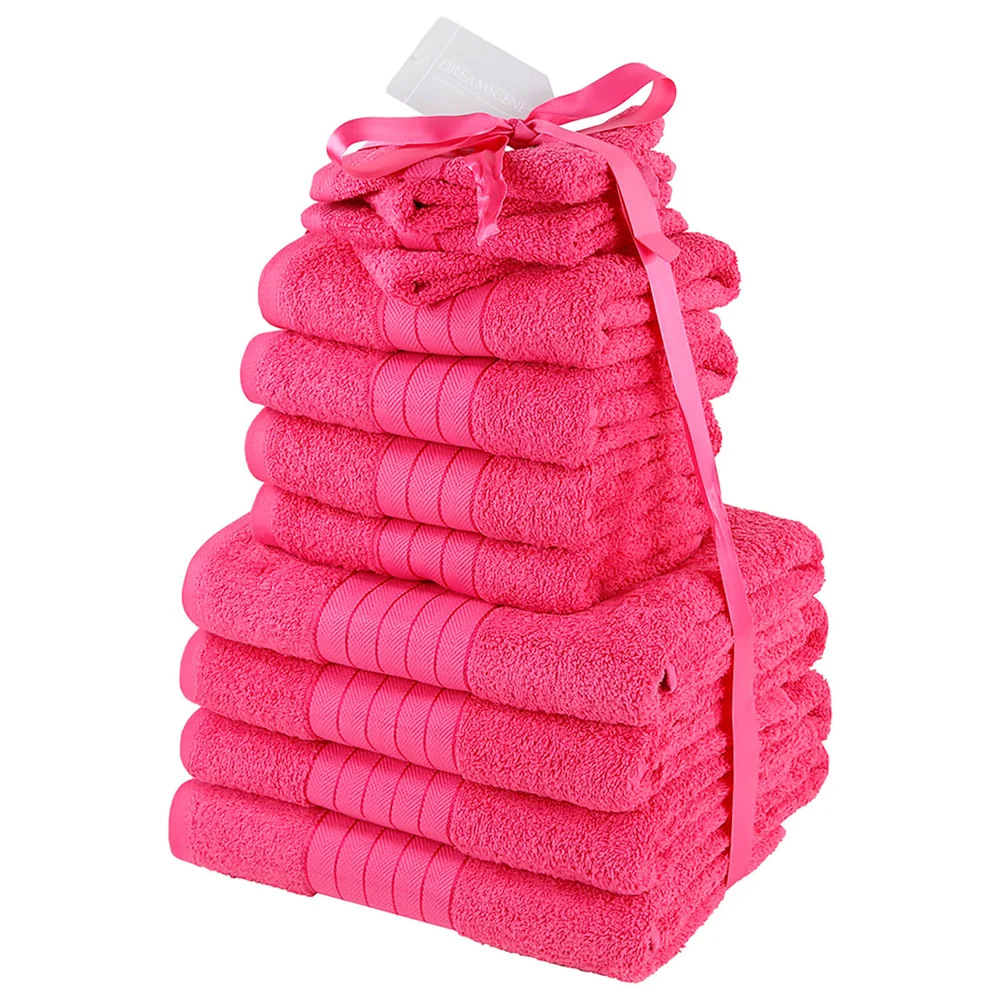 Highams 100% Cotton 12 Piece Towel Bale (500GSM) - Fuchsia Bild 1