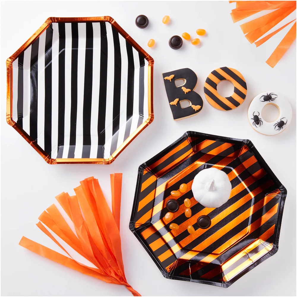 Ginger Ray Orange Foiled Twin Pack Design Paper Plates - Pumpkin Party Bild 1