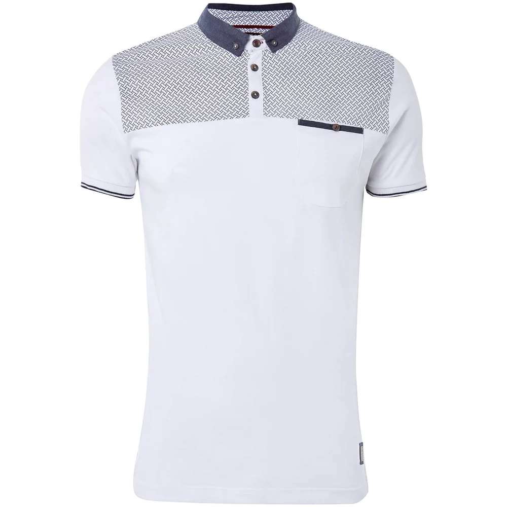 Brave Soul Men's Aqua Polo Shirt - White - S - Weiß Bild 1