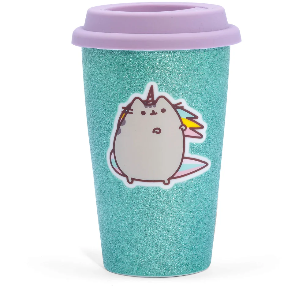 Pusheen Travel - Keramikbecher mit Silikondeckel "Einhorn-Glitzer" Bild 1