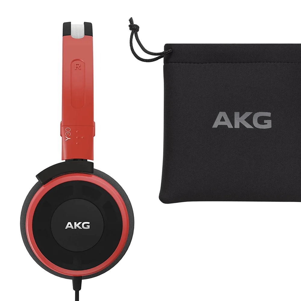 AKG Y30U Lightweight Foldable On-Ear Headphones with In-Line Microphone and Remote Control - Red Bild 1