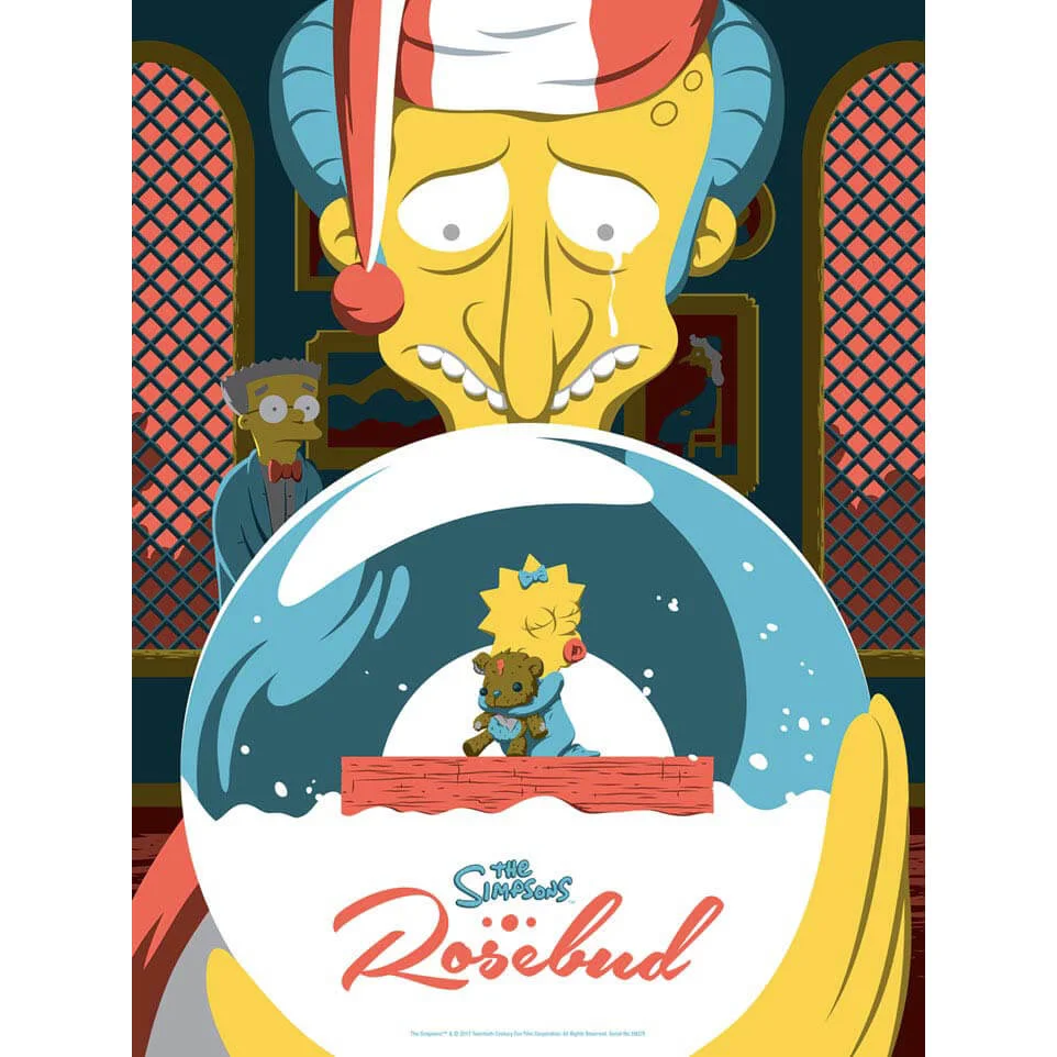 The Simpsons Rosebud Variant Siebdruck Print von Florey (45 x 60 cm) Limitiert auf 100 Auflagen - Zavvi UK Exklusiv Bild 1