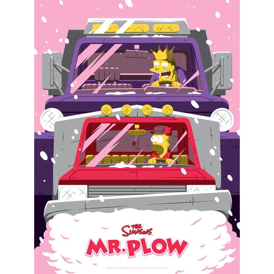 The Simpsons Mr. Plow Variant Siebdruck Print von Florey (45 x 60 cm) Limitiert auf 100 Auflagen - Zavvi UK Exklusiv Bild 1