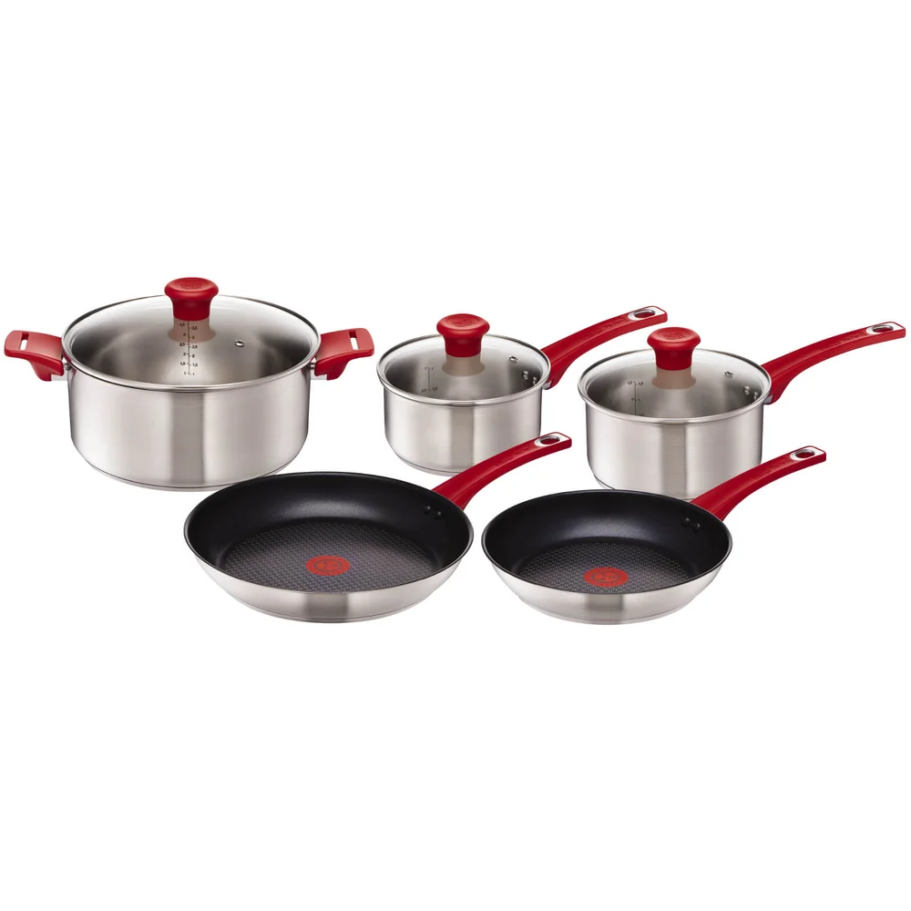Jamie Oliver by Tefal H801S514 Stainless Steel 5 Piece Cookware Set - Red Bild 1