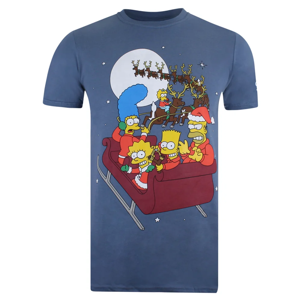 The Simpsons Men's Christmas Sleigh T-Shirt - Indigo - S - Marineblau Bild 1