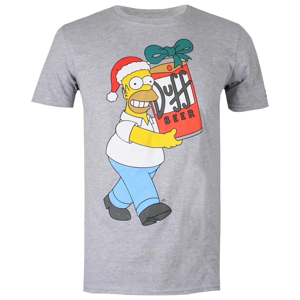 The Simpsons Men's Christmas Beer T-Shirt - Grey Marl - S - Grau Bild 1