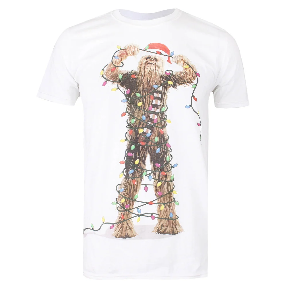Star Wars Men's Christmas Chewbacca Lights T-Shirt - White - S - Weiß Bild 1