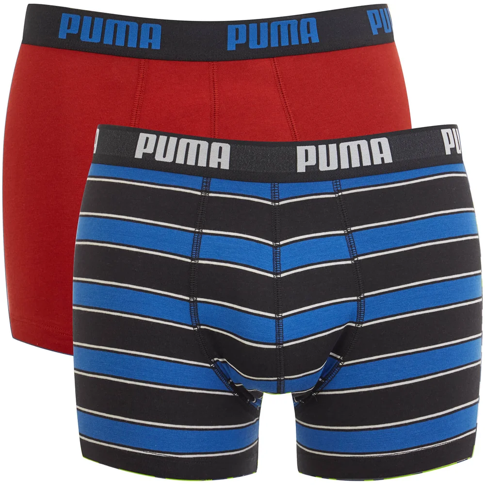 Puma Men's 2 Pack Rugby Stripe Boxers - Blue/Red - S - Blue/Red Bild 1
