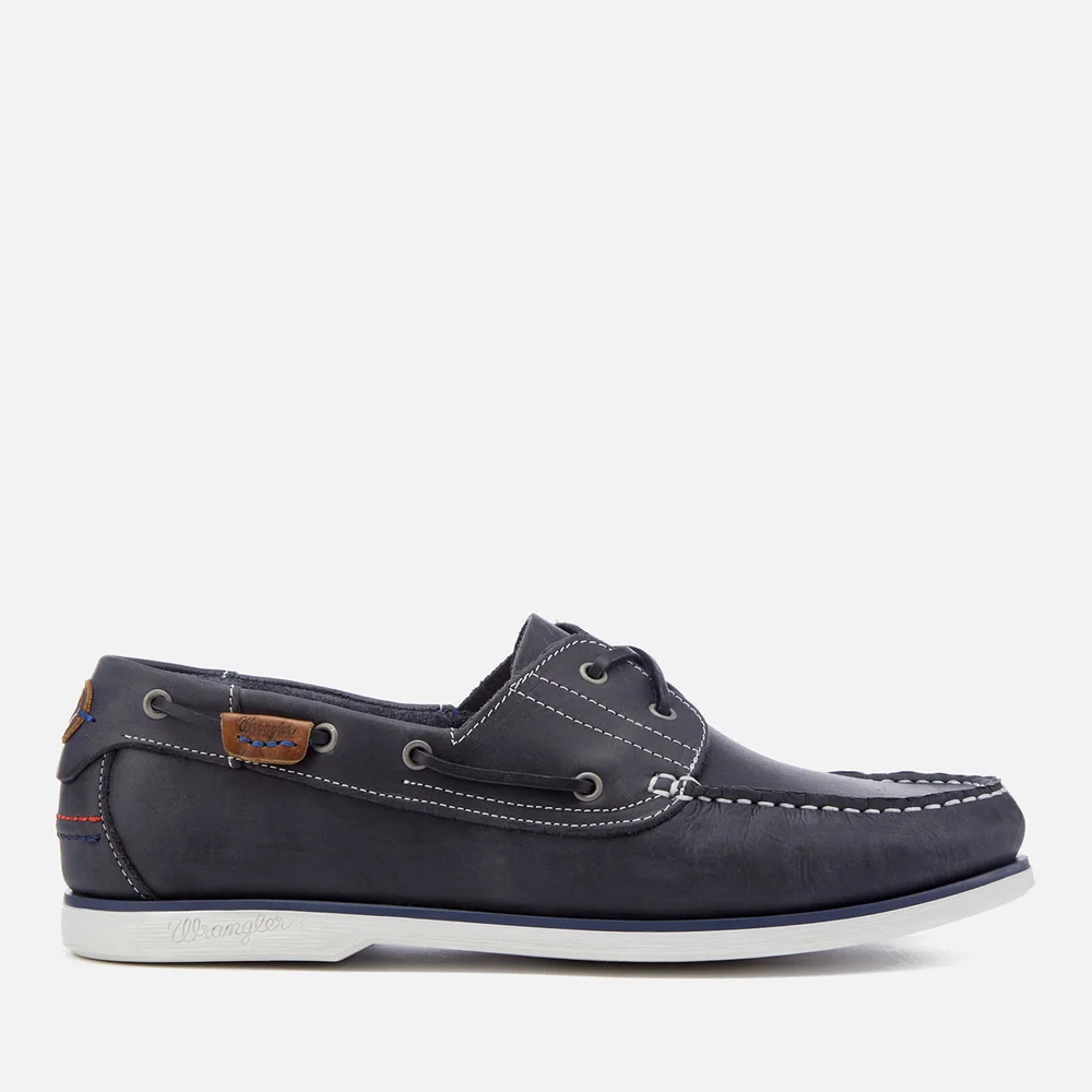 Wrangler Men's Ocean Leather Boat Shoes - Navy - UK 6 - Blau Bild 1