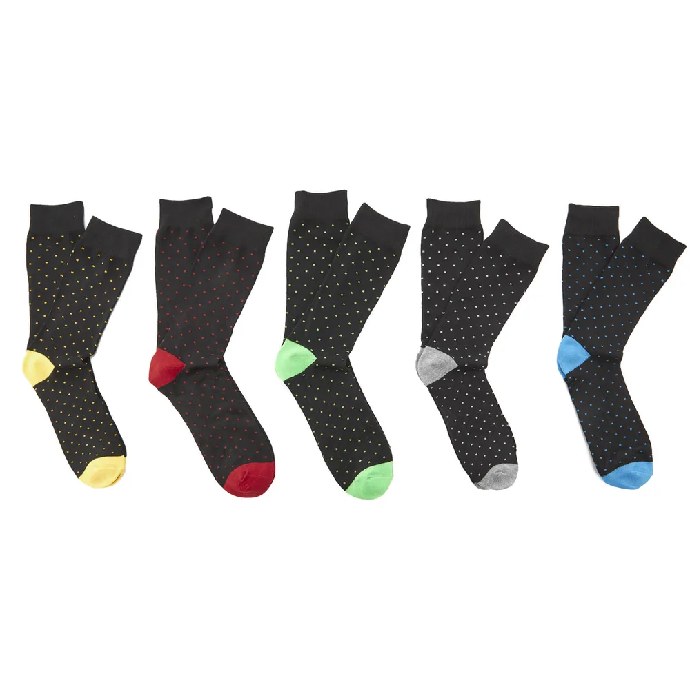 Brave Soul Men's Polkadot 5-Pack Socks - Black (UK 7-11) Bild 1