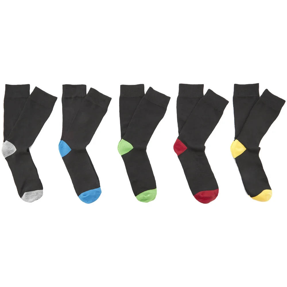 Brave Soul Men's Sol 5-Pack Socks - Black (UK 7-11) Bild 1