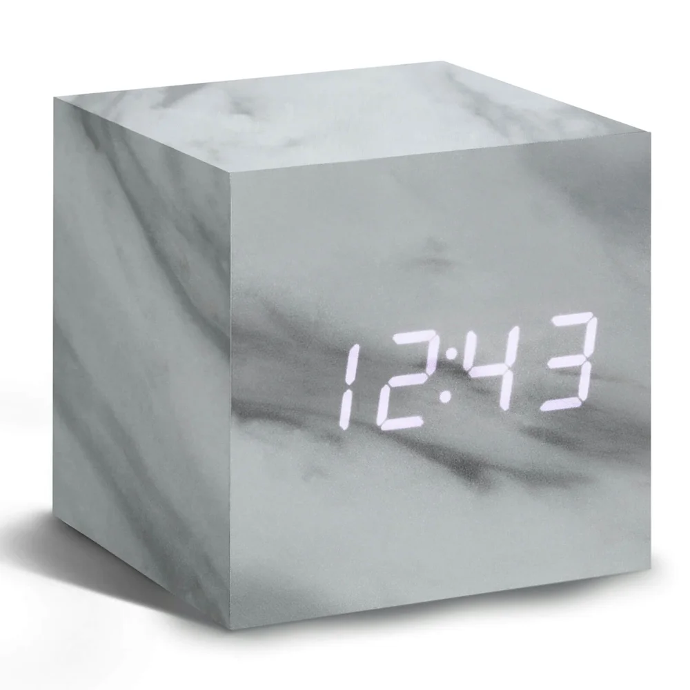 Gingko Click Clock Wecker Würfel - Marmor Bild 1