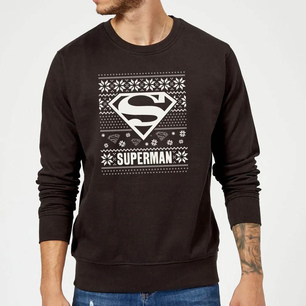 DC Comics Superman Christmas Knit Logo Weihnachtspullover – Schwarz - S Bild 1