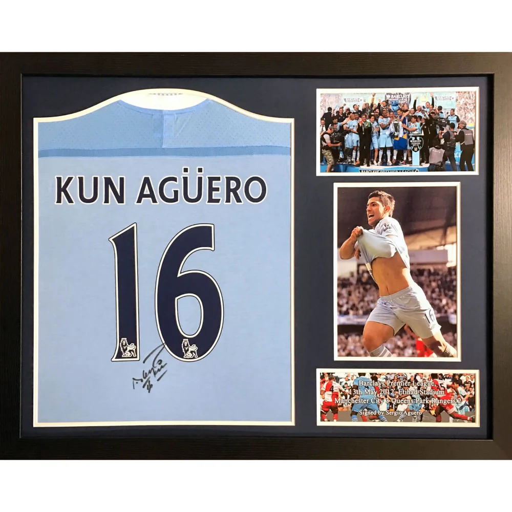 Sergio Aguero Signed and Framed Manchester City Shirt Bild 1