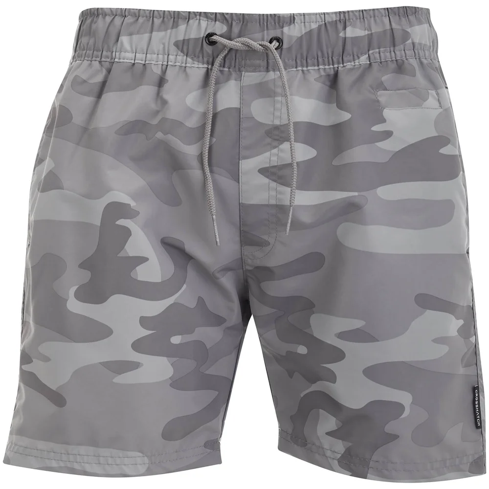 Crosshatch Men's Camo Swim Shorts - Light Grey Camo - S - Grau Bild 1