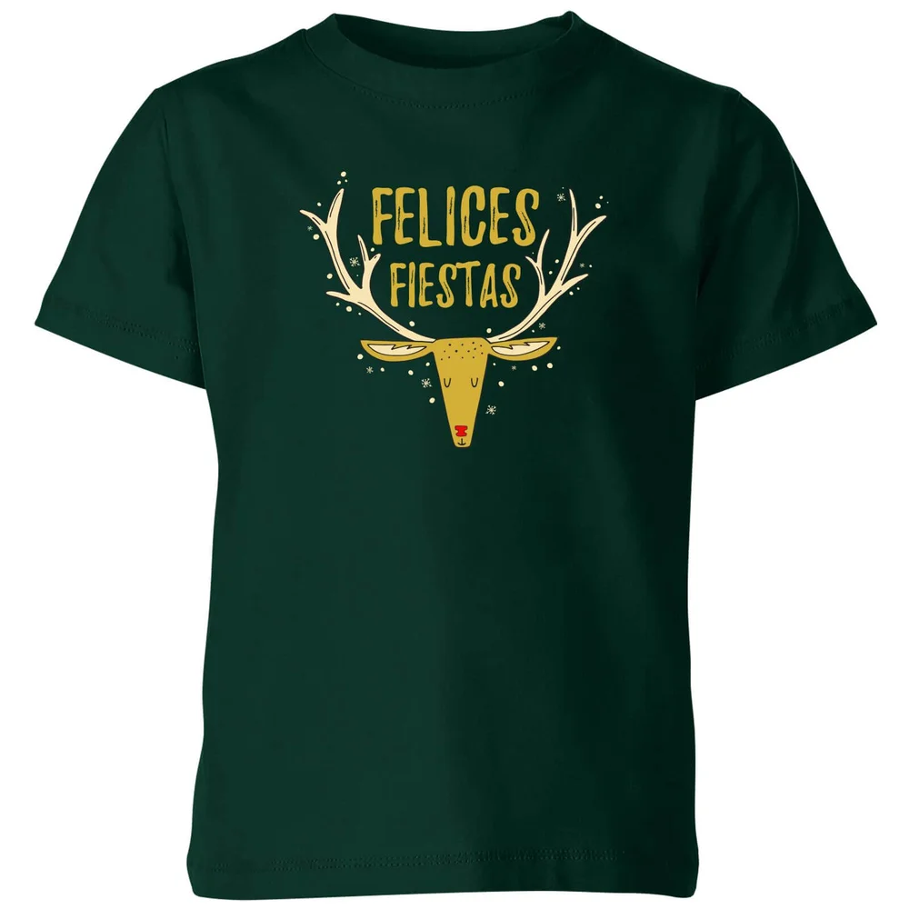 Felices Fiestas Reindeer Kids' T-Shirt - Forest Green - 3-4 Jahre - Waldgrün Bild 1