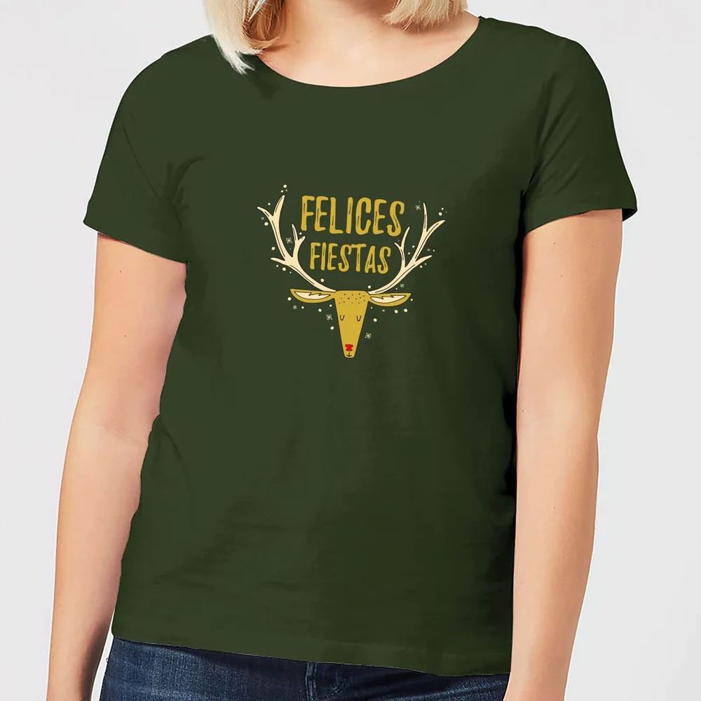 Felices Fiestas Reindeer Women's T-Shirt - Forest Green - S Bild 1
