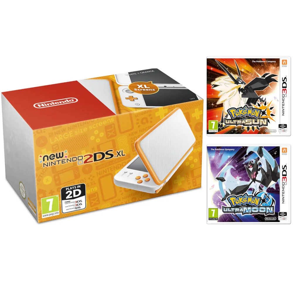New Nintendo 2DS XL Orange & White with Pokémon Ultra Sun & Moon Bild 1