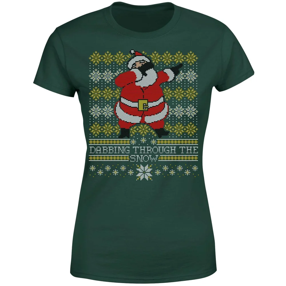 Dabbing through the snow Fair Isle Women's T-Shirt - Forest Green - S - Waldgrün Bild 1