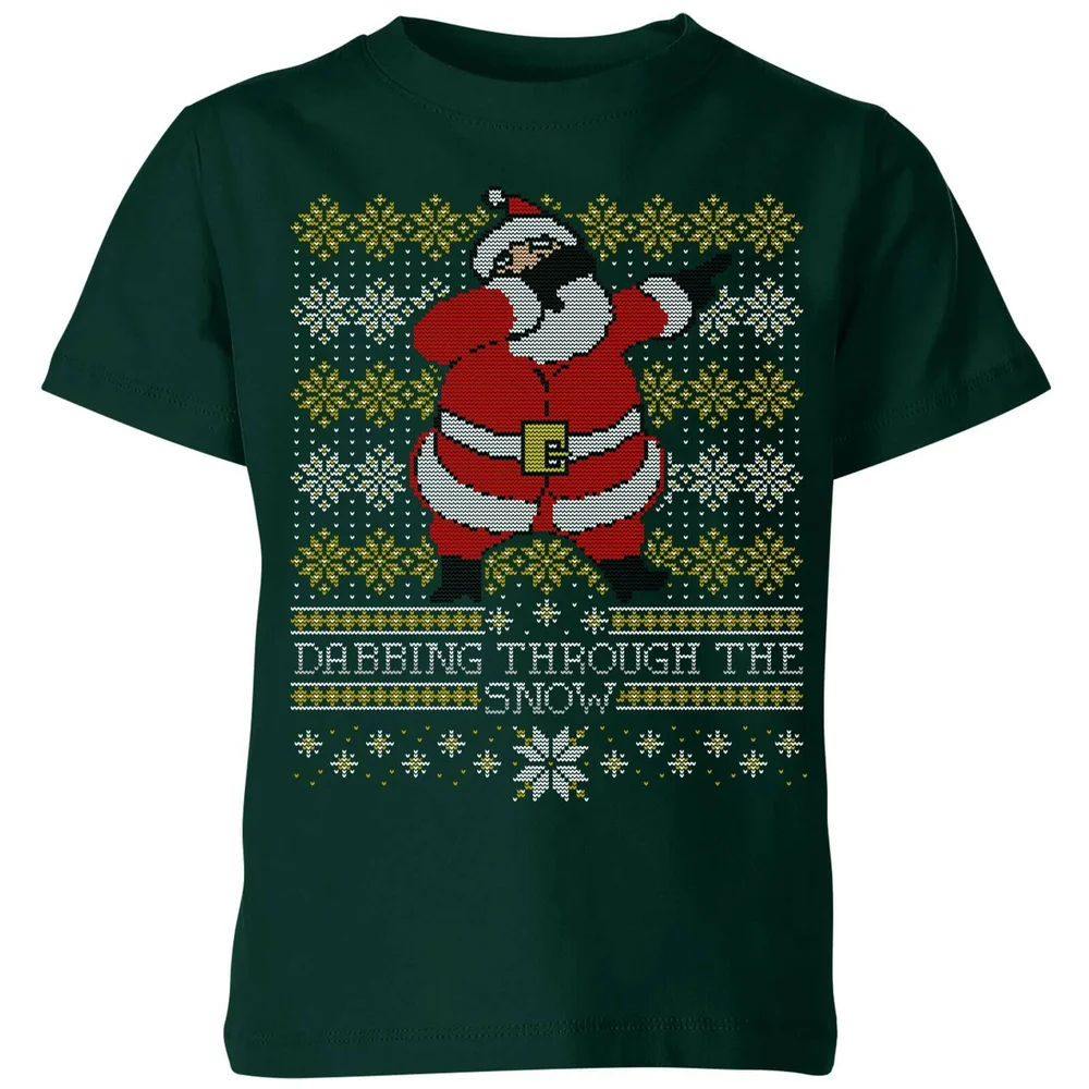 Dabbing through the snow Fair Isle Kids' T-Shirt - Forest Green - 3-4 Jahre - Waldgrün Bild 1
