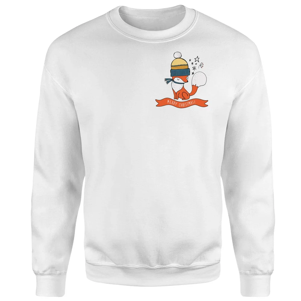 Christmas Fox Pocket Sweatshirt - Weiß - S - Weiß Bild 1