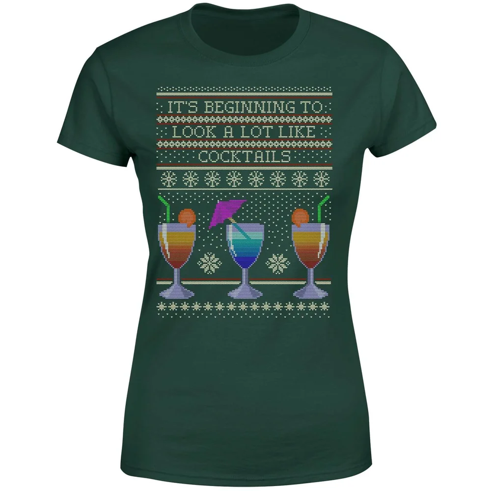 Its Beginning To Look A Lot Like Cocktails Women's T-Shirt - Forest Green - S - Waldgrün Bild 1
