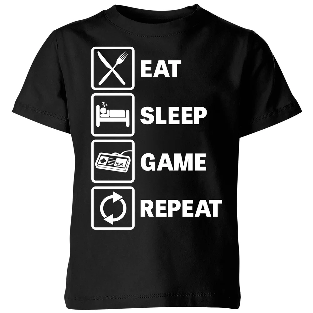 Eat Sleep Game Repeat Kids' T-Shirt - Black - 3-4 Jahre Bild 1