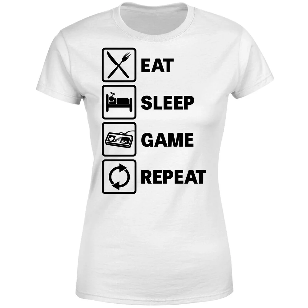 Eat Sleep Game Repeat Women's T-Shirt - White - S - Weiß Bild 1