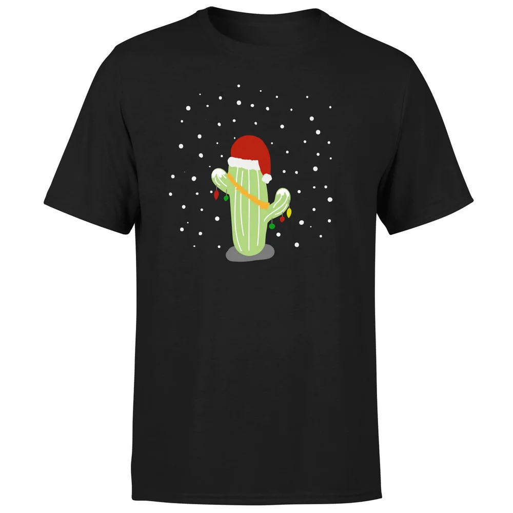 Cactus Santa Hat T-Shirt - Black - S - Schwarz Bild 1