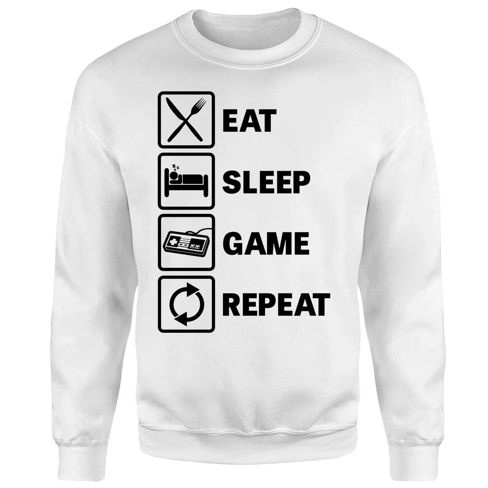 Eat Sleep Game Repeat Sweatshirt - White - S - Weiß Bild 1