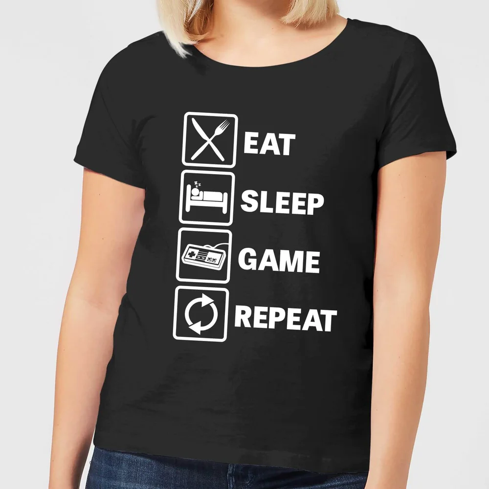 Eat Sleep Game Repeat Women's T-Shirt - Black - 3XL Bild 1